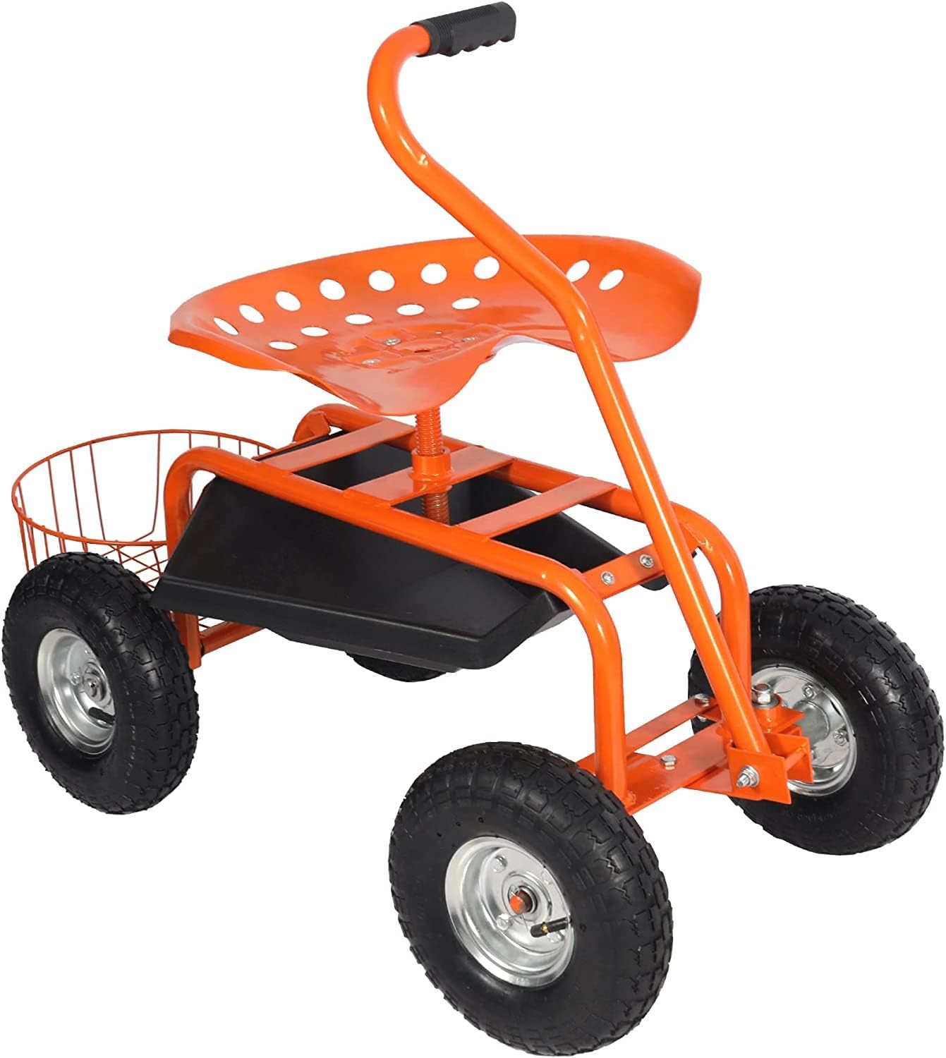 REDCAMP Rolling Garden Cart with Seat and Wheels, 360 Degree Swivel