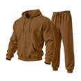 thumbnail image 7 of Garbnen Fleece Mens Sweatsuits 2 Piece Set Full Zip Pullover Men Joggers Pants Sets Workout Athletic Fall Winter Fluffy Flannel Fuzzy Sweatsuits for Men Brown, 7 of 7