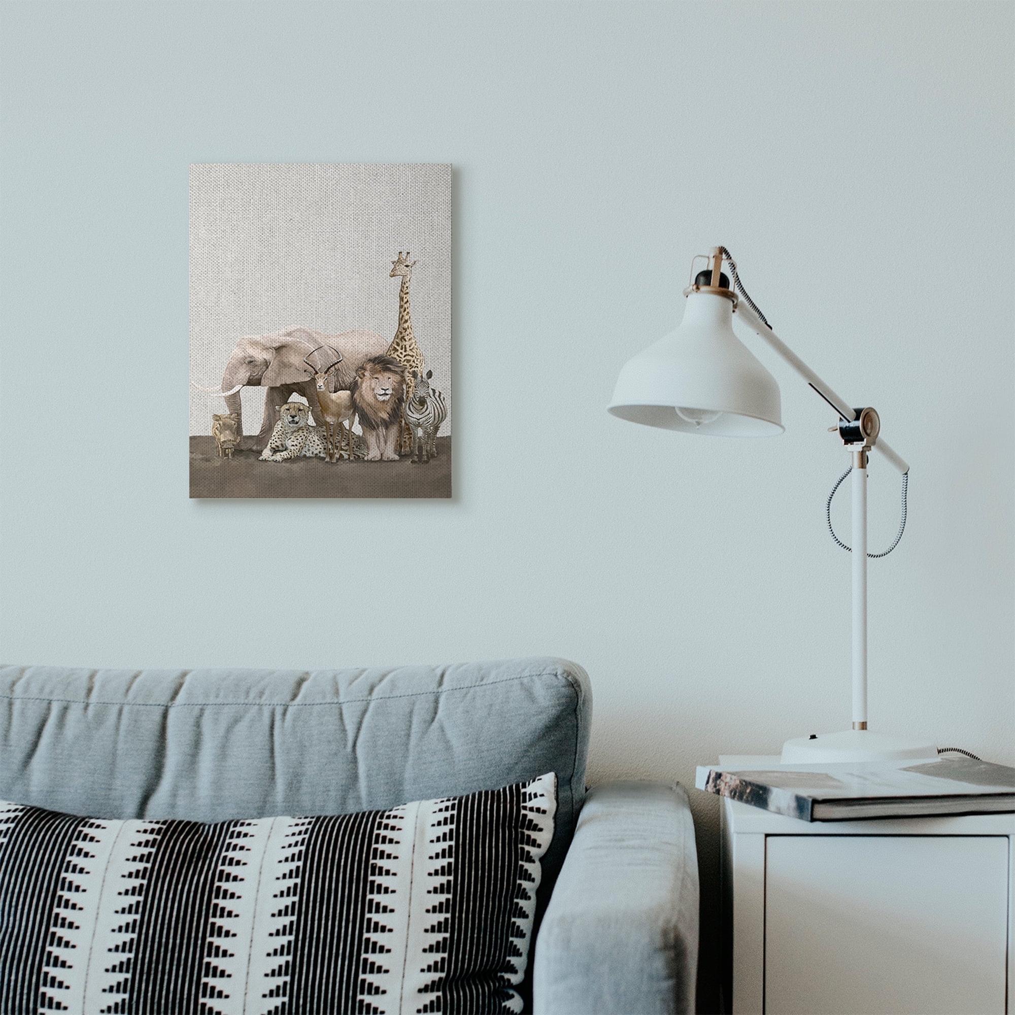 Stupell Home Décor Wild Zoo Animals Elephant Lion Giraffe Zebra Design Canvas Wall Art by Ziwei Li