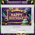 thumbnail image 2 of Gold Framed Mardi Gras Banner Purple Background Backdrop Colorful Feathers Masquerade Mask Carnival Display for Birthday Celebration Mardi Gras Party Indoor Decoration, 2 of 9