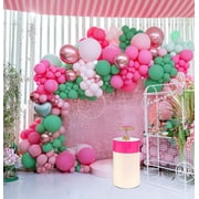 Spring Pink and PriNst Green Balloon Garland Arch Kit with Heart Shape mylar Balloons for Spring Girl Baby Shower Fairy tale wonderlad wildflower baby in bloom theme Birthday Party Decorations