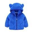 thumbnail image 2 of Tisuna Boys Girls Coat Toddler Solid Color Long Sleeve Bear Ear Hooded Jacket Fashion Loose Autumn Winter Kids Zipper Clothes Dark Blue Size 4-5 Years, 2 of 3