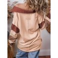 thumbnail image 4 of Osfvolr Womens Oversized Sweatshirts Striped Colorblock Patchwork Collar Sweatshirt Casual Pullover Tops Khaki XXL, 4 of 5