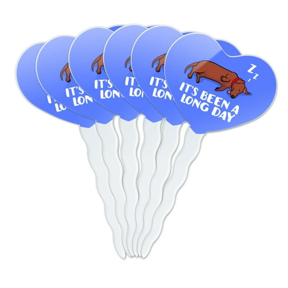 It's Been A Long Day Dog Dachshund Heart Love Cupcake Picks Toppers Decoration Set of 6