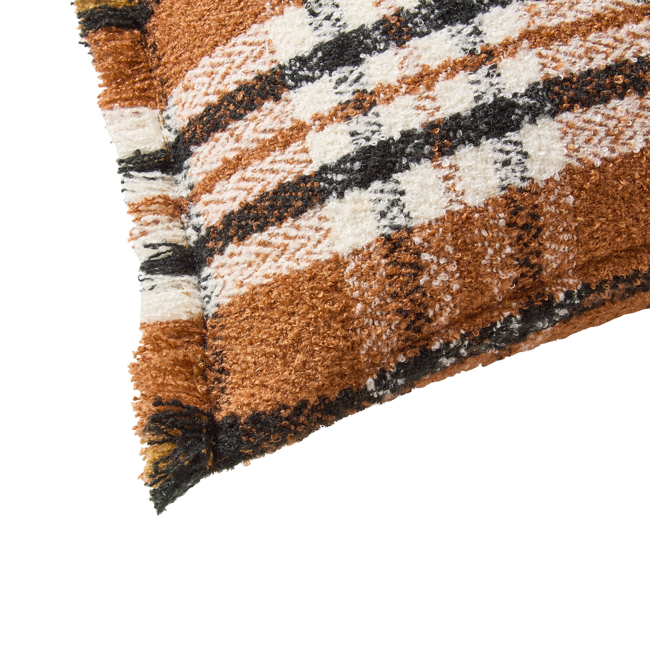 My Texas House 20" x 20" Ginger Woven Plaid Fringe Decorative Pillow Cover