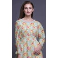 thumbnail image 5 of Bimba Robe Florale pour Femme à Manches Longues, Smockée, Col Rond, à Volants, Été, Maxi-Petit, 5 of 5