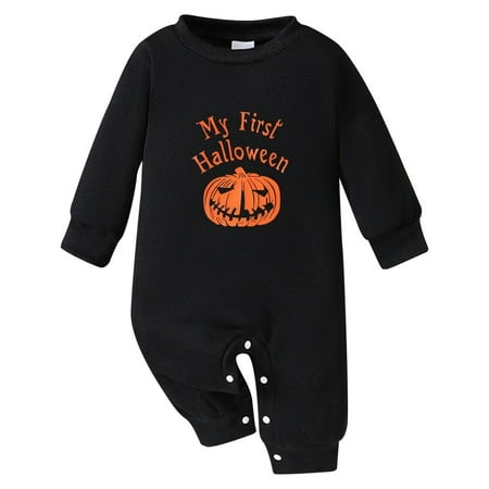 

6-9 Month Girl Clothes Newborn Boy Sleepers Halloween Onesie Crawl Suit Long Sleeve Orange Clothes