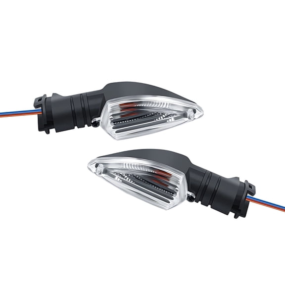 Motorcycle Turn Signals, LED Blinker Lights, ABS Housing, Front & Rear, White Shell Amber Lighting, for M-Slaz & More, 5.1 x 3.3 in / 13 cm x 8.5 cm , 15 in Wire, Motorcycle Modification Accessories