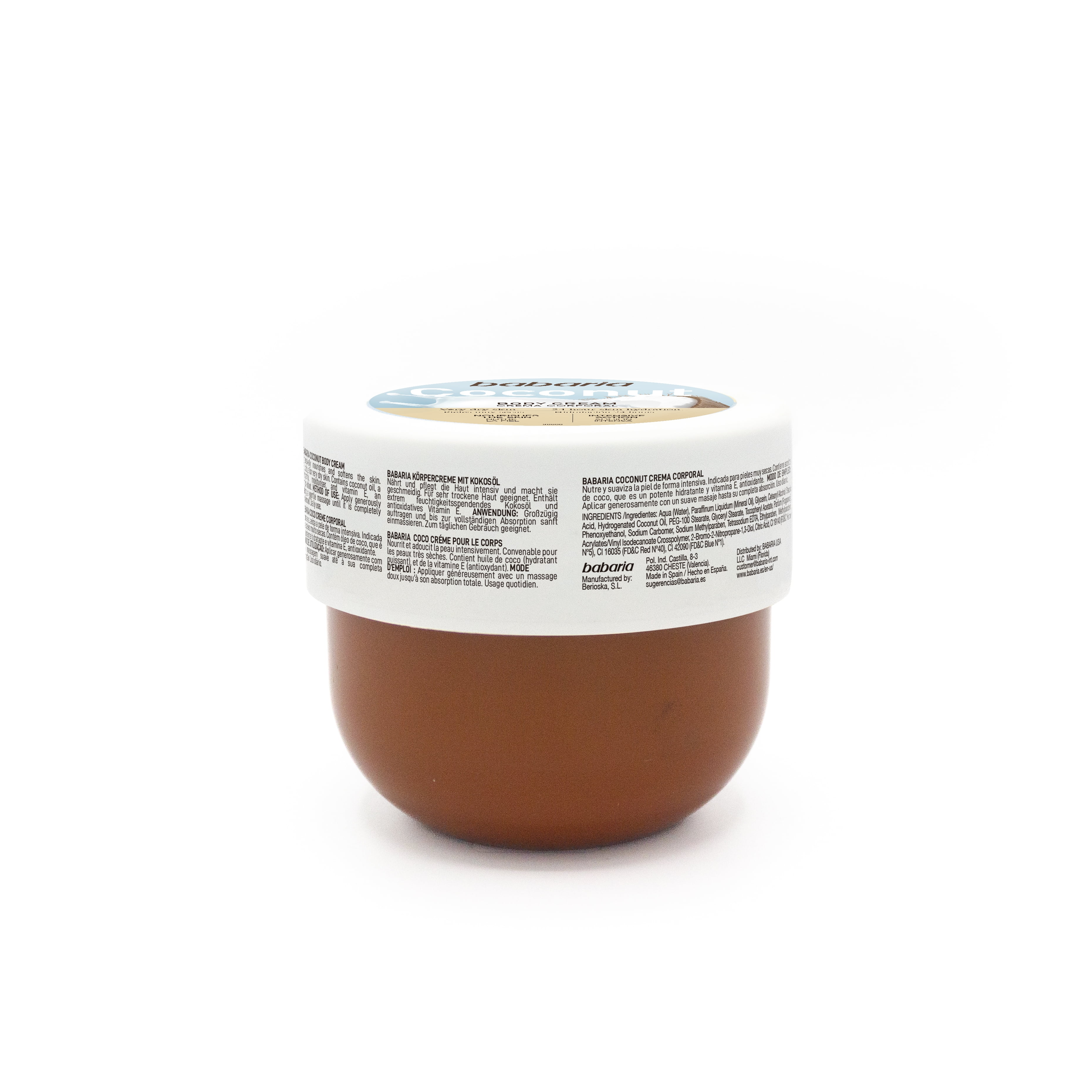 Babaria Coconut Body lotion 13.5 fl oz, Intensive Nutrition for Very Dry Skin