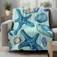 thumbnail image 2 of Blue Starfish Coastal Blanket Soft Cozy Warm Throw Blanket for Couch, Plush Fuzzy Flannel Fleece Blankets for Sofa, Summer Beach Shell Conch Nautical Bed Blankets Lightweight Gifts for Women, 50"x80", 2 of 9