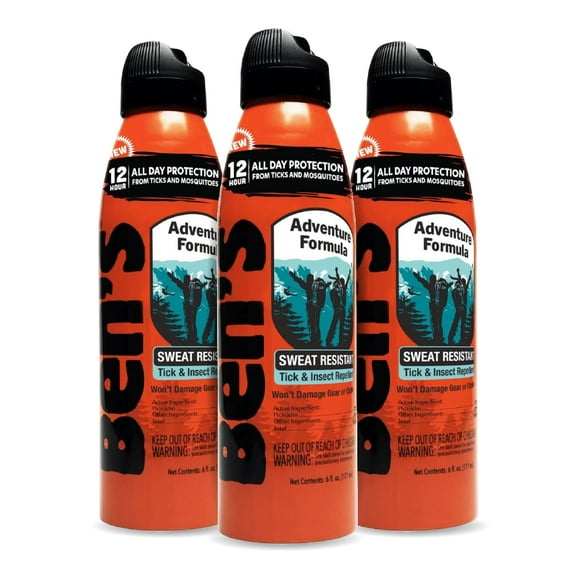 Ben's Adventure Formula - Tick & Mosquito Repellent for Up to 12 Hours of Protection - 20% Picaridin Bug Spray with EcoSpray Fine Mist Sprayer - Sweat-Resistant - 6 oz (3 Pack)
