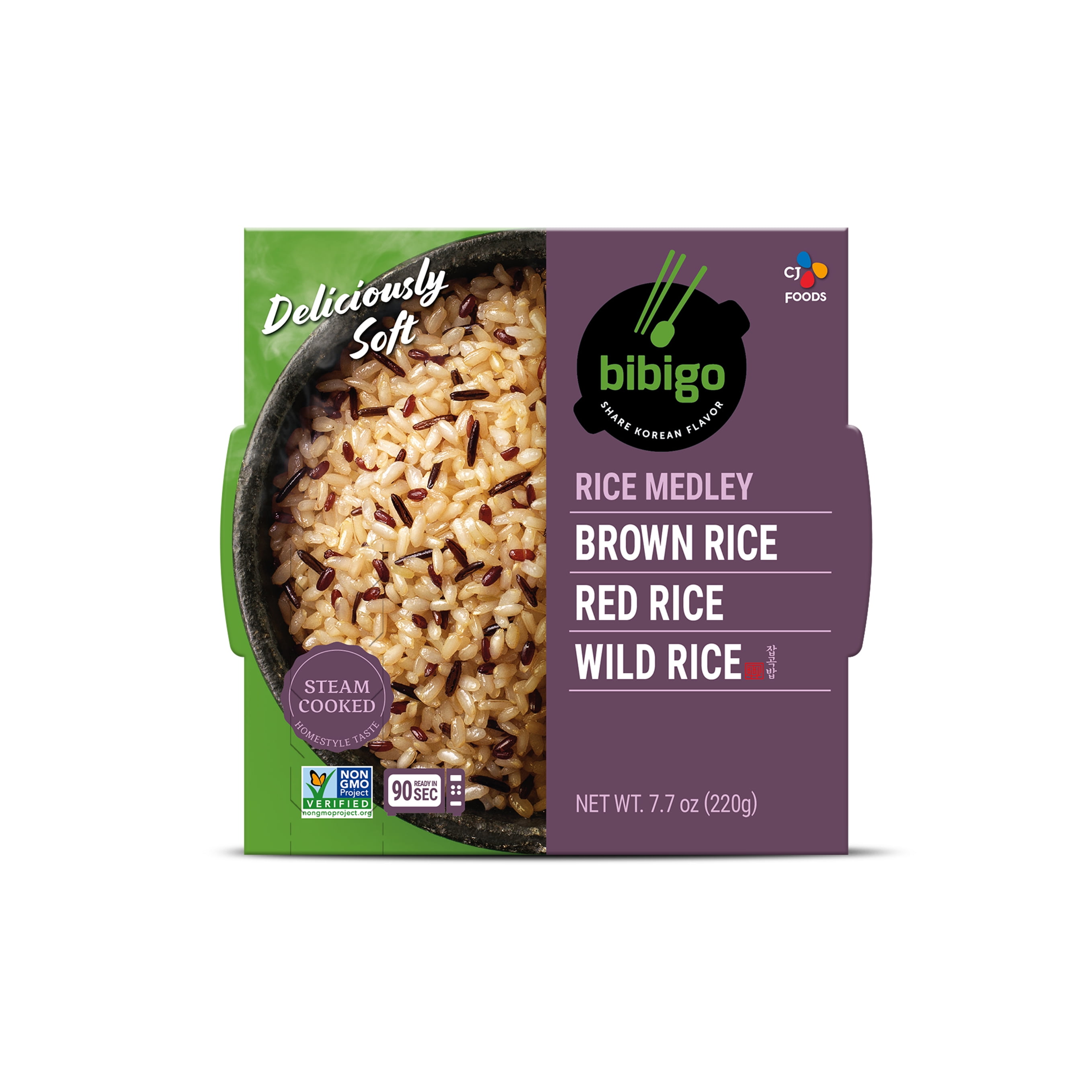 Bibigo Rice Medley, Brown, Red, & Wild Rice Bowl, Shelf Stable, 7.7 oz