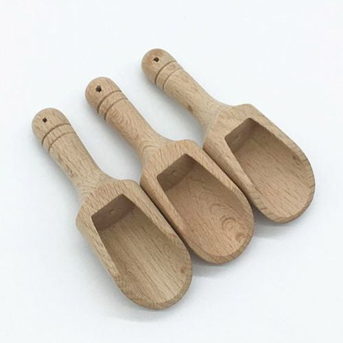 AkoaDa 3pcs Small Mini Wooden Scoop Spoon for Sugar Salt Herbs Flour