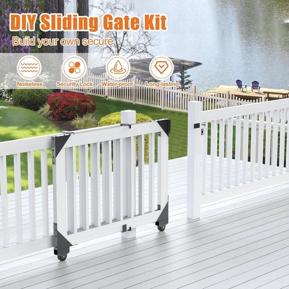 Sliding Gate Kit Heavy Duty Rolling Gate Hardware Kit for Smooth Quiet Sliding Operation Black
