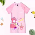 thumbnail image 4 of Traje de baño de una pieza con estampado de princesa rosa para niños pequeños de 2 a 14 años, traje de baño para nadar, Surf y playa, 4 of 5