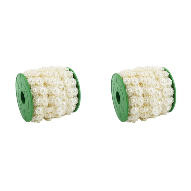 Bewildely 2 rollos de perlas de imitación de 16MM, hebras de decoración lisas de plástico, joyería de moda resistente y elegante, regalos de Navidad Artesanía Beige Bewildely HA075526-02