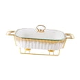 thumbnail image 3 of Olla de cerámica para hornear, rectangular, con soporte, para calentar sopa, plato para comida, bandeja para bufé, plato para calentar comida para pulgadas, 3 of 8