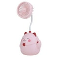 thumbnail image 1 of Personal Fan Silent Cool Rechargeable Cartoon Fortune Cat USB Charging Desktop Fan Makeup Brush Container for Dormitory, 1 of 10