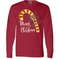 thumbnail image 3 of Inktastic Merry Christmas Red and Gold Candy Cane Long Sleeve T-Shirt, 3 of 5