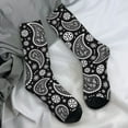 thumbnail image 7 of Paisley Texture Socks Black And White Kawaii Stockings Women Men High Quality Running Sock, 7 of 7