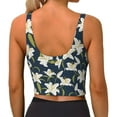 thumbnail image 4 of Goofa Lilies Flowers Printed Sports Bras for Women, High Impact Running Bra Workout Crop Tank Tops Longline Sports Bra Push up-Small, 4 of 9