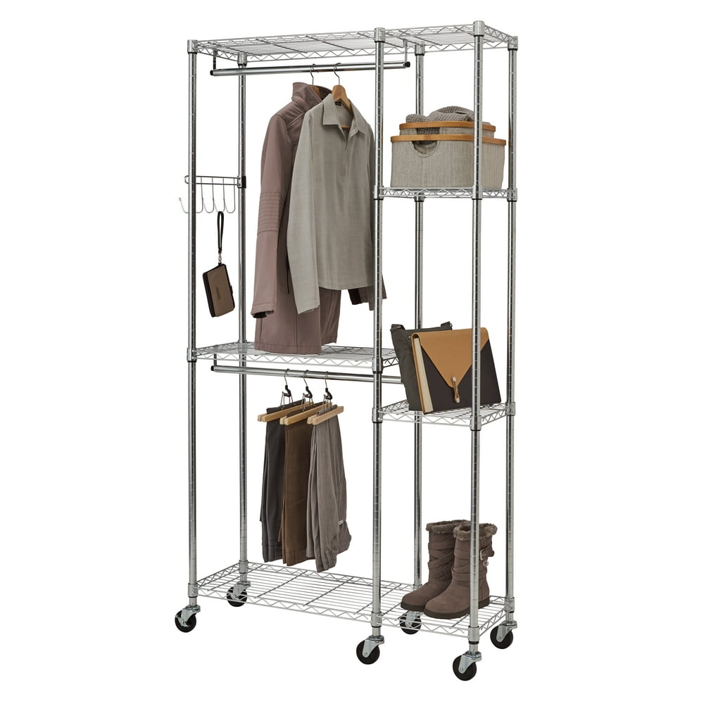 TRINITY 41"W x 14"D x 76"H 5Shelf Closet Organizer With Wheels, 300 lb