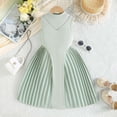 thumbnail image 2 of mgoYE Birthday Girl Dress Toddler Girls Stand Collar Sleeveless Dress Solid Patchwork Dresses Summer Casual Flowy Dress 2-7(Green,6-7 Years), 2 of 9