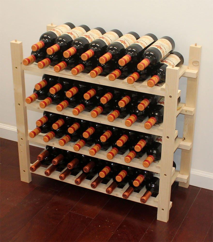Stackable Wine Storage Rack, Wooden Stand, (60 Bottle Capacity 4 rows