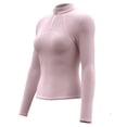 thumbnail image 3 of thefmos Women's Half Zip Athletic Top Long Sleeve Slim Fit Solid Color Pullover Tops Running Yoga Gym Workout Outfit, Pink XL, 3 of 8