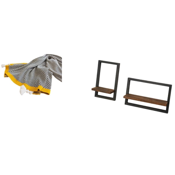 Manta de punto,Manta de punto decorativa para el hogar,Manta nórdica de estilo rústico,suave y reconfortante,Estantes de almacenamiento de pared,Estantes flotantes de madera Estantes de pared