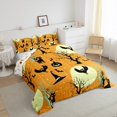 thumbnail image 2 of Homewish Vintage Silhouette Halloween Queen Comforter Set,Owl Tree Witch Hat Pattern Comforter Sets Queen,Cream Orange Black,Halloween Reversible,3pcs,1 Comforter and 2 Pillowcases, 2 of 7