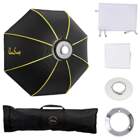 Glow ParaSnap 36" Octa SterlingFibre Bowens Mount Softbox with Flashpoint XPLOR 300/400 Mount Speedring, Parabolic Softbox w/Quick Speedring Swap is an Ideal Speedlight Round Soft Box