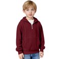 thumbnail image 6 of Boys Waffle Knit Quarter Zip Hoodie, Long‑Sleeve Half‑Zipper Pullover Top With Kangaroo Pocket, Soft Textured Loose‑Fit Hooded Sweatshirt, 6 of 6