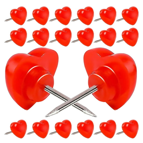 MLINS 50Pcs Heart Shaped Push Pins Decorative Push Pins Heart-Shaped Cork Board Pins Steel Point Tacks Plastic Bulletin Board Pins for Secure Pinning