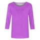 thumbnail image 4 of Blusas Umfun para mujer, cuello redondo liso, manga 3/4, blusa informal versátil, color morado, talla L, 4 of 5