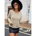 thumbnail image 4 of Women Knit Cardigan Sweaters Fall Fashion Long Sleeve Button Down Trendy Casual Jacket Winter Clothes Apricot L, 4 of 9