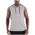 thumbnail image 2 of JXMVOJ Summer Men's Hooded Sleeveless Solid Color T-Shirt, Polyester Lightweight Breathable Design for Casual Outdoor Daily Multi-Occasion, Versatile Anti-Shrink Fashion Tops, 2 of 8