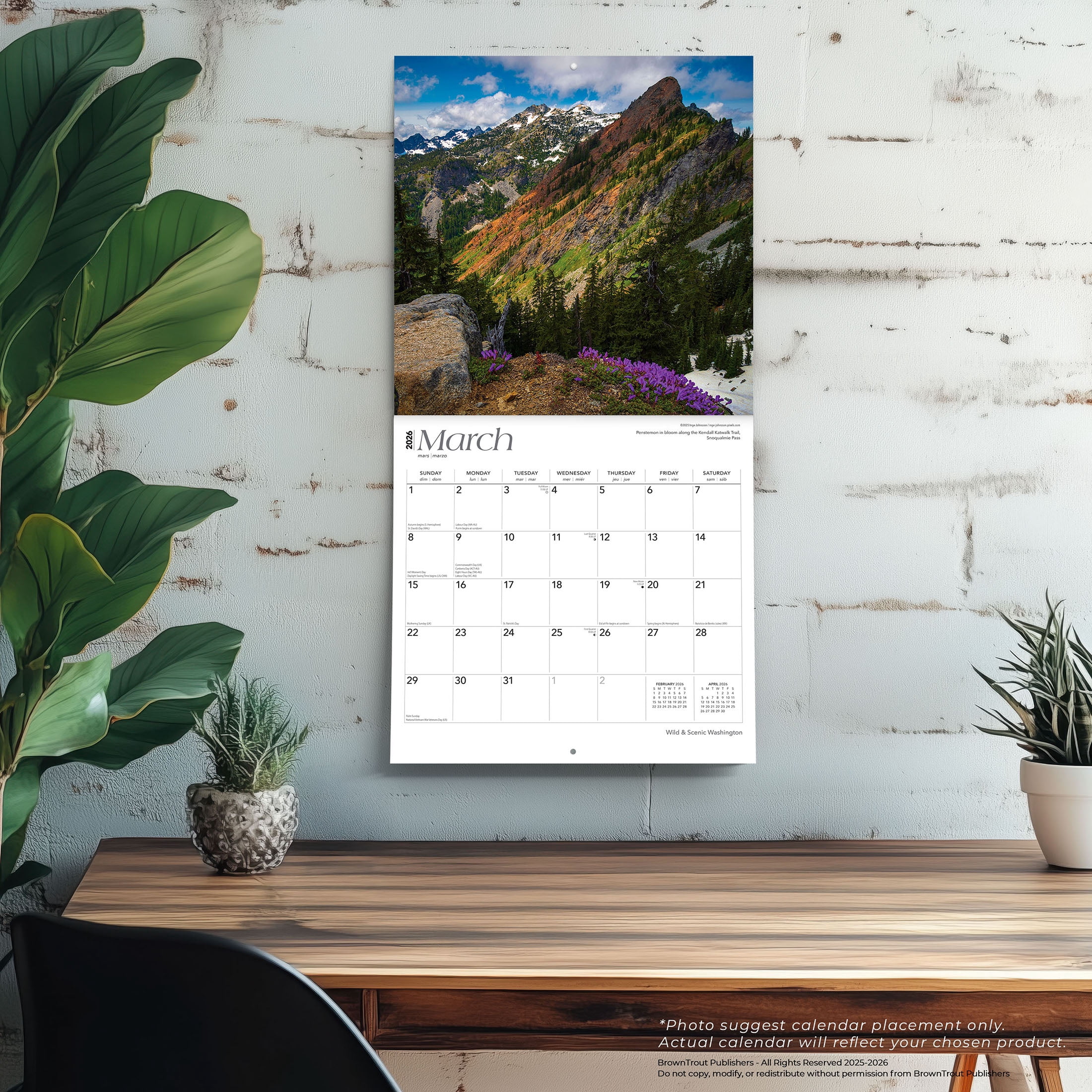 Washington Wild & Scenic | 2026 12x24" (Hanging) Wall Calendar | BrownTrout