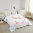 thumbnail image 3 of Erosebridal Initial Monogrammed Comforter Sets Queen Size,Pink White Bedding Queen Comforter Set,Floral Flower Bedding Sets Queen with Comforter,Alphabet Room Decoration,Reversible,3 Pieces, 3 of 8