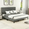 thumbnail image 4 of Yardi Yarda King Size Modern Linen Bed Frame with Adjustable Headboard, Simple Bed Frame for Indoor, Gray, 4 of 11