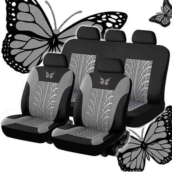 Full Set of Universal Car Seat Covers, Embroidered Car Seat Protector, Interior Accessories for Cars, Waterproof & Stylish Seat Covers for Vehicles