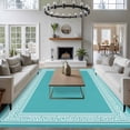 thumbnail image 4 of Turquoise Large Area Rugs for Bedroom Living Room, Soft Non Slip Carpet Bedside Rug, Geometric Boho Ethnic Tile Chic Monochrome Rectangular Floor Cover Kitchen Accent Rug 5'x8' for Dining Room/Office, 4 of 9
