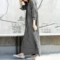 thumbnail image 6 of ZANZEA Women Button-Front Full Length Kaftan Vintage Plaid Long Maxi Dress, 6 of 14