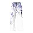 thumbnail image 4 of Dasayo Straight-Leg Pants Women Bohemian High Waisted Pink Slacks Drawstring Beach Floral Capris Womens Jeans XXXL, 4 of 4