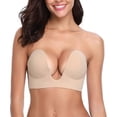 thumbnail image 1 of Sujetador push up sin tirantes, adhesivo, con escote en U profundo, invisible y sin espalda para mujer, 1 of 5