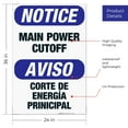 thumbnail image 3 of Main Power Cutoff Bilingual Sign, OSHA Notice Sign, 24x36 Corrugated Plastic, 3 of 7