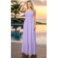thumbnail image 4 of HAPPY BAY Women's Beach Summer Solid Smocked Tube Top Maxi Evening Frill Dress Casual Strapless Dresses for Women One Size Lavender, Solid, 4 of 5
