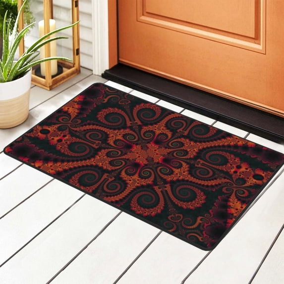 Fractal Dark Spiral Vortex Rugs Doormat, Non-Slip Machine Washable Carpets Floor Door Mat , 36" x 24"