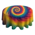 thumbnail image 4 of Colorful Rainbow Tie Dye Spiral Pattern Round Tablecloth 60"x60",Wrinkle Wipeable Table Cloth for Kitchen Dining Room Picnic Patio Party, 4 of 6