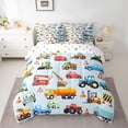 thumbnail image 2 of Feelyou Construction Truck Bedding Comforter Set 7pcs, Cartoon Excavator King Bedding Sets, 2 of 8